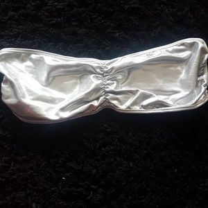 KTOO Metallic Silver Bandeau Bra Sz L